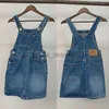 Casual jurken dames luxe merk designerjurk zomer denim rok zoete stijl metalen label ophangriem denim korte rok damesjurk met losse bandjes