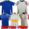 Maillots de football Fans Joueur 2024 Italie Coupe EURO BARELLA BELOTTI ZANIOLO RASPADORI JORGINHO 125e anniversaire Maillot de football Maglie da calcioH240307