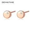 GemTime boucles d'oreilles en argent Sterling 925 véritable or Rose zircon cubique pour femmes Pendientes Mujer Moda SE00636821991