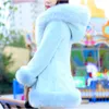 Haining édition coréenne grande taille épaissie poils de lapin fourrure moyen à capuche à manches longues femmes manteau offre spéciale 651939