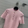 women pink sweater 2024 New Spring Summer Runway Sweaters O Neck Short Sleeve High End Jacquard Pullover Women's Designer Tops