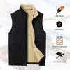 Gilet da uomo Uomo Inverno Casual Giacca senza maniche Colletto alla coreana Calda fodera in pile Gilet Tasche Chiusura con cerniera Gilet Cappotto Chaleco Masculino