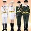 Abbigliamento da palcoscenico Uniforme militare da cintura dorata Cina Tre servizi Esercito Guardia d'onore Costume Studente Portabandiera Cerimonia Portineria Abbigliamento Signora