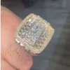 Benutzerdefinierte Schmuck Vvs Moissanit Diamant Smaragd Ring Bling Iced Out Qualität Hip-Hop Baguette Ringe für Männer