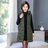 Gilet da donna Madre Inverno Piumino Gilet di cotone Giacca spessa Parka Con cappuccio Donna senza maniche Cappotto lungo 4XL 5XL 6XL Gilet casual di mezza età