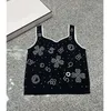 2024 Summer Women's Knits Vest Shoulder Strap Designer Sequin Topps mode New Women Black White Vest