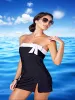 Ukrywanie letnie seksowne bikini ukryć kobiety świąteczne bodycon off ramy czarny patchwork strój kąpielowy mini plażowy sukienka plażowa szat de plAGE