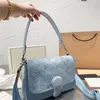 Tabby 26 Designer Bag Fashion LetterLogo Lock Lock Classic Clamshell Opening and Close Denim Spell Leather Messenger Bag Slung SholldenBag MediumMemale Pink