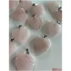 Encantos de cuarzo rosa Corazón de piedra natural Encantos Chakra Curación Colgante DIY Collar Pendientes Fabricación de joyas Joyería de entrega Joyería DHMVJ