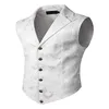 Gilets pour hommes Hommes Veste formelle Rétro Slim Fit Gilet d'affaires avec col rabattu Boutons à simple boutonnage Mariage Party Groom