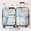 Borse portaoggetti 8 pezzi Cubi da imballaggio Viaggi Lage Organizer Valigie Custodie Vestiti Scarpe Tidy Pouch Borsa Articoli da toeletta Lavaggio Consegna a domicilio Dhqhm