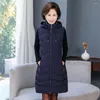 Damenwesten Winter Daunenbaumwollweste Jacke Dicker Parka mit Kapuze Damen ärmelloser langer Mantel 4XL 5XL 6XL Lässige Weste Mutter mittleren Alters