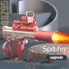 Gun Toys New Flame Full Electric Spurt Water Storage Light Gun Portable Children Summer Beach Outdoor Fight Fantasy Toys for Kids Game YQ240307