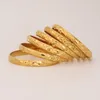 8 mm 6pcs/Lot Dubai Gold Bangles for Women Men 24k Kolor Bracelets Etiopski Afrykańska biżuteria Saudyjska arabska panna młoda ślubna Prezent 240305