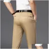 Erkekler Pantolon Mens Pantolon İlkbahar ve Yaz Tasarım Sıradan Erkekler Pamuk İnce Pant Pantolon Düz Pantolon Moda Katı Mavi Damla Teslimat Uygulama Dhxem