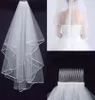 أزياء Twolayer White Ivory Wedding Veils Real Garden Veils طول الكتف مع حجاب مشط لـ Wedding6095773