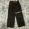 Jeans da donna JNCO Jeans Y2K Hip Hop Bulldog Grafica Tasca grande Retro Blu Jeans larghi Pantaloni da donna Harajuku gotici a gamba larga 231124