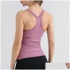 Yoga-outfit Ll Gym Yoga BH Crop-top zonder rug Dames Ronde hals met off-shoder Y-tanktops Fitness Cami Casual Zomer Drop Delivery Spo