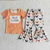 Ensembles de vêtements en gros Thanksgiving enfant en bas âge bébé filles enfants vêtements d'automne tenues enfants lettre blanc t-shirt pantalon de fond de cloches brunes