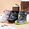 Buty dziewczyna pluszowe różowe buty 2023 Modne dzieci buty śniegu zimowe ciepłe buty dla dzieci dla chłopców bez poślizgu butów sportowych na zewnątrz2401L2402