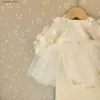 Jumpsuits Baby Girls One Year Birthday Party Dress 3D Flowers Rompers Tutu Dress Toddler Girl Summer Spring Autumn Princess Dresses cloths L240307