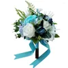 Flores de casamento 2024 azul buquês de noiva buquê artificial de mariage rosa buque noiva para casamento