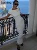 Платье Hawthaw женское элегантное уличное платье с коротким рукавом облегающее белое длинное платье с капюшоном 2023 летняя одежда товары оптом для бизнеса