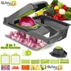 Ferramentas de vegetais de frutas Cortador de vegetais 6 lâminas de corte Mandoline Slicer Descascador de frutas Ralador de queijo de batata Chopper Acessórios de cozinha Dhmp3