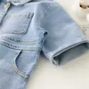 Denim bébé garçon vêtements printemps été dessin animé impression infantile barboteuses coton nouveau-né combinaison vêtements enfants portent 3-24 mois L240307