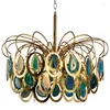 Chandeliers Modern Luxury Agate Suspension Light Creative Blue Restaurant El Hanging Lighting Home Fixture Chandelier PA0502