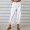 女性用パンツファッションハラジュクコットンリネン女性用カジュアルカラーハーレムプラスサイズカプリサマーズボン