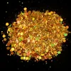 50G Holographic Mixed Hexagon Shape Chunky Nail Glitter Silver Sequins Laser Sparkly Flakes Slices Manicure Nails Art Decoration 240229