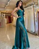 Sexy smaragdgroene prom -jurken illusiezijde pailletten avondjurken plooien formele rode loper lange speciale ocn jurk 0516
