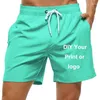 Pantaloncini da uomo Logo personalizzato moda spiaggia chiusura elastica costume da bagno ad asciugatura rapida con tasche con cerniera