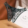 Women's Panties Hollow Out Lingerie Crotchless Female Thong Sexy Embroidery Ladies Perspective Woman Underwear Mesh Girls Briefs