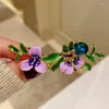 Broscher kreativa oljemålning iris för kvinna avancerad retro blå zirkonblommor corsage eleganta tillbehör