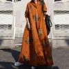 Casual Dresses Soft Maxi Dress Floral Print Ethnic Style For Women With Turn-down Collar Long Sleeves Plus Size A-line Ankle Length