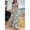 Abito elegante maxi abiti da donna con spalle scoperte 2023 Summer Lady Ruffle Patch festa stile abito sexy Vesido Mujer Robe SXL