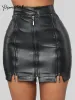 Dresses Zipper Sexy Pu Gothic High Waist Women's Skirt Punk Split Summer 2022 New Empire Street Club Leather Pencil Black Mini Skirts