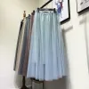 スカートの背の高いウエストネット明るいシルク糸スプライシングドレス女性Qiu Dong Big Bust Temperament Aline Skirt Joker Sky Fairy Skirt