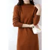 Abito su misura di pecora 100% lana merino lavorato a maglia abito maglione per le donne inverno/autunno abiti femminili con collo stile lungo maglione vestiti per ragazza