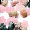 Stone Rose Quartz Stone Carving Pig Shape Crystal Healing Decoration Animal Ornament Crafts 20-32mm Drop Leverans smycken Löst pärla DHBSZ