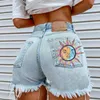 Women's Shorts Denim For Womensun Fashion Spring And Summer Print Ripped Fringed Women Pants