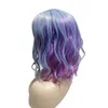 Cosplay Wig Cadılar Bayramı Peruk Kostüm Modeli Peruk Kıvırcık Peruk Mükemmel Kombinasyon Mor ve Açık Mavi