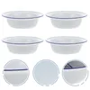 Dinnerware Sets 4 Pcs Mixing Bowls Enamel Soup Basin Simple Container White Household Enamelware