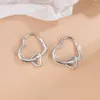 Hoopörhängen 925 Silverpläterad piercing Tassel Double Heart Earring For Women Girls Party Wedding Jewelry E775