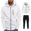 Hommes automne hiver 2 pièces ensemble Patchwork à manches longues à capuche haut 2 pièces Jogging Costume vêtements de sport survêtement survêtements 240307