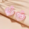 Dangle Earrings Acrylic Pink Heart For Women Bulk Letter Glitter Y2K Pendant Luxury Jewelry 2024 Party Accessories