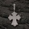 Collane con ciondolo croce gotica ghiacciata Collana di gioielli hip-hop Ciondolo croce religioso placcato oro 18k per uomo donna