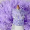 Hundkläder Handikraftkläder Pet Supplies Elegant Violet Swan Luxury Släping Dress Gorgeous Feather Sequin Kjol Unik aftonklänning